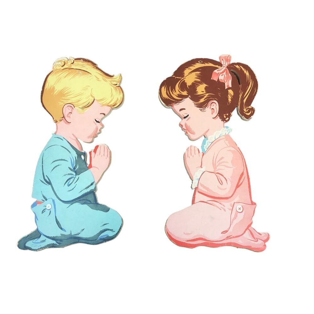 Vintage baby nursery decor children praying Kitchy Decor Cottagecore